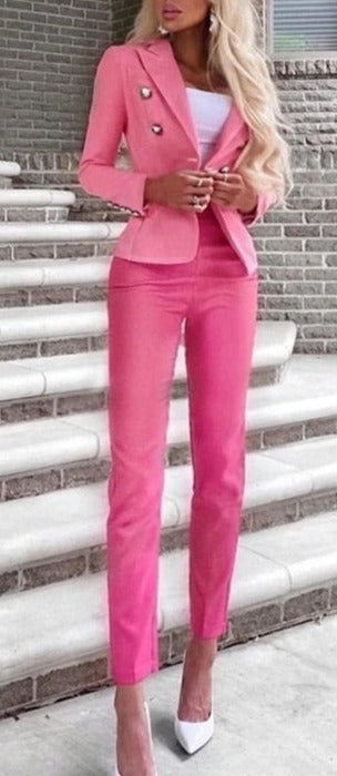 What a Woman Double Breasted Blazer and Long pants