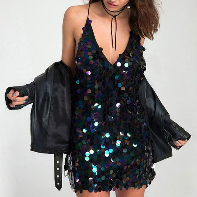 Classic Black Sequined Sunset Soirée dress