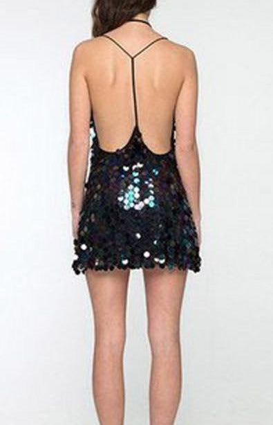 Classic Black Sequined Sunset Soirée dress