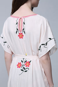 Better in Boho Hippie White Flowing Embroidery dress