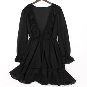 Sassy Boho Lace Noir Chiffon dress
