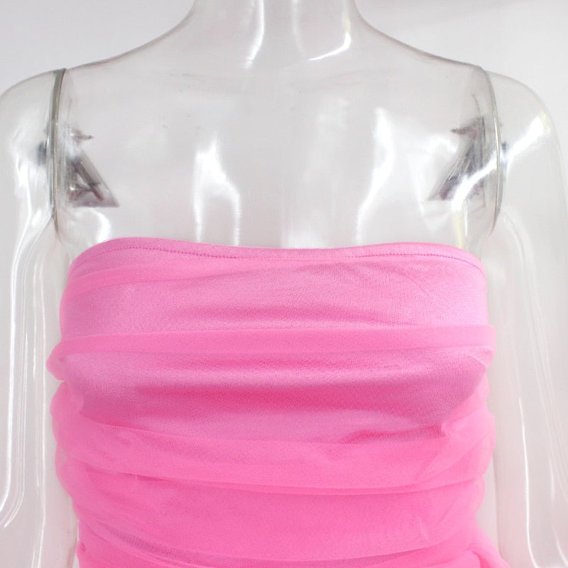 Neon Summer Strapless Lace Party dress