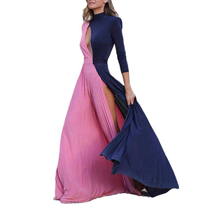 Mocking Neck Cut Out Contrast gown