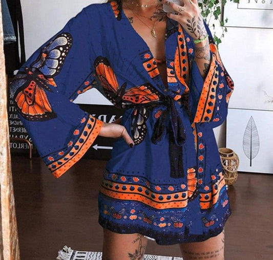 Loose Vintage Butterfly Print dress