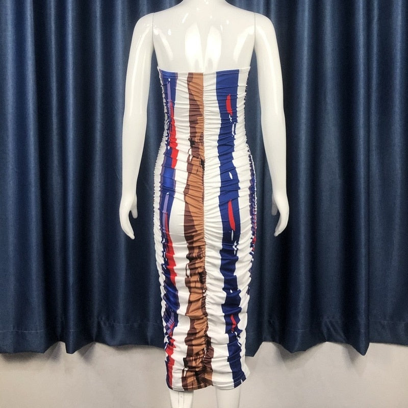 Strapless Striped Print Tube dress