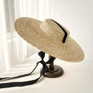 Retro Raffia Wide Brim Boater Straw hat