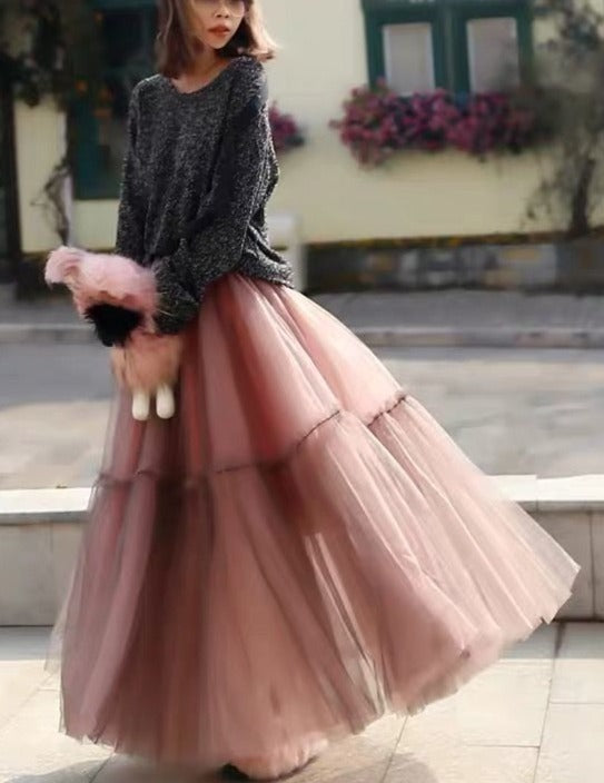 Vintage Gothic Long Tulle Tutu Runway skirt