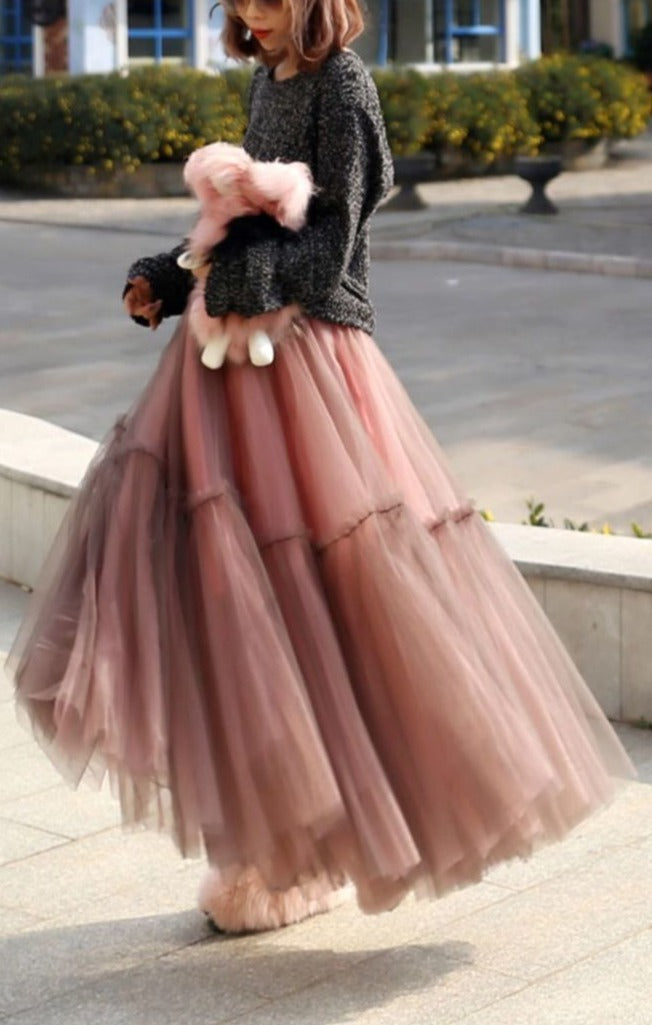Vintage Gothic Long Tulle Tutu Runway skirt