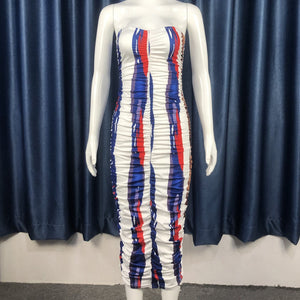 Strapless Striped Print Tube dress