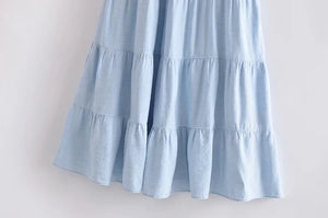Vintage Linen Ruffle Trim Halter dress