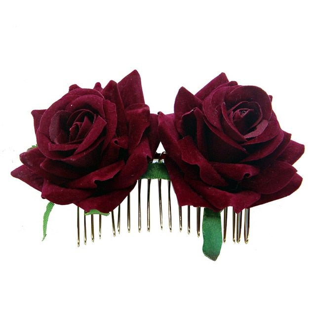 Boho Chic Rose Garland Hair Comb pins