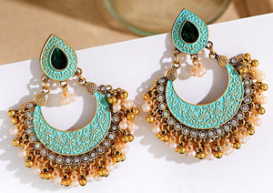 Rare Boho Crystal Pearl Junket Drop earrings