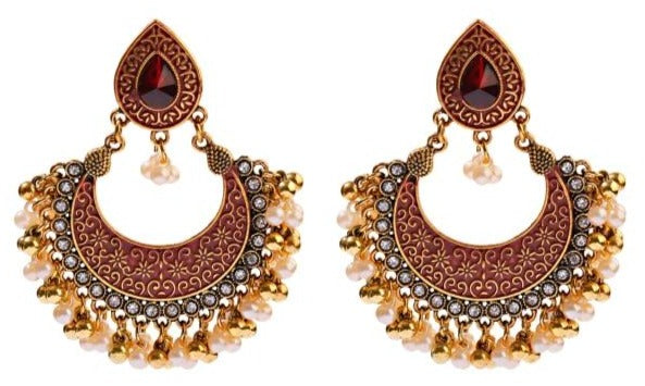 Rare Boho Crystal Pearl Junket Drop earrings