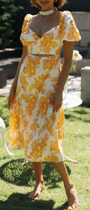 Boho Holiday in the South Pacific Puff Print sundress