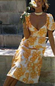 Boho Holiday in the South Pacific Puff Print sundress