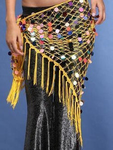 Hippie Chic Long Tassel Stretch Crochet Sequin Belly Dance Hip scarf